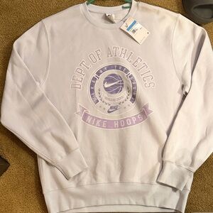 Nike Men's White and Purple Crewneck Sweater BRAND NEW